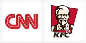 CNN logo design, KFC logo design, red logos